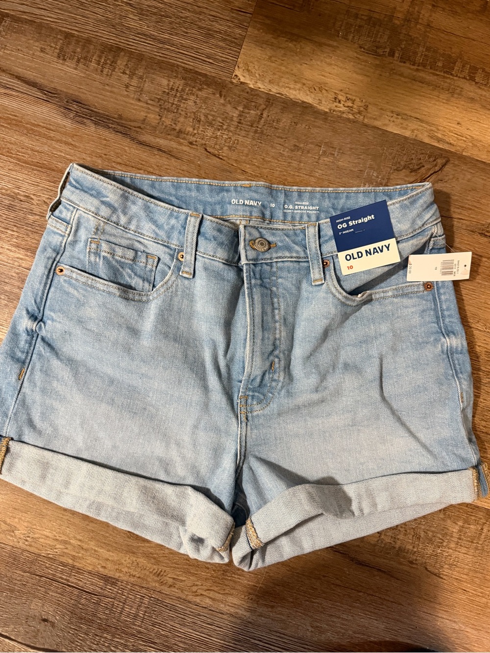 Old Navy Light Blue Rolled-Hem OG Straight Denim Shorts